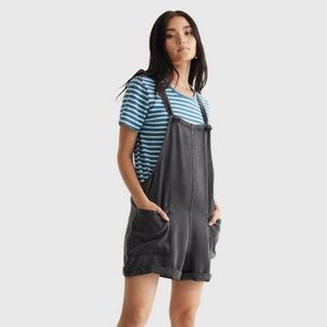Lucky Brand Square Neck Romper Black XS